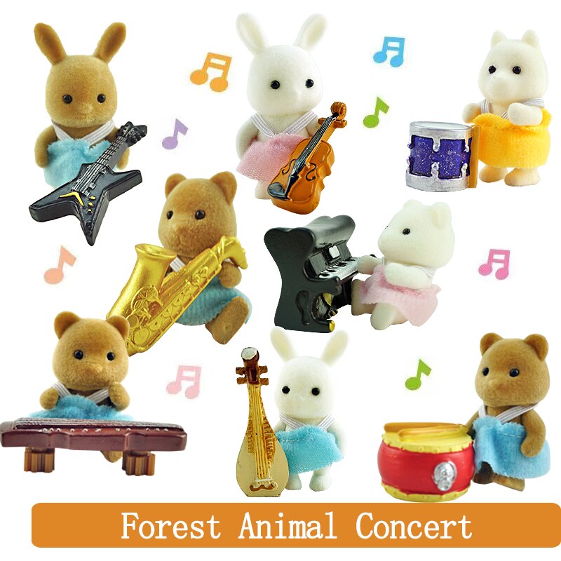 1:12 숲 동물 가족 인형 집 액세서리 미니 시뮬레이션 악기 DIY 가상 놀이 장난감, 토끼 피아노, 여아 장난감